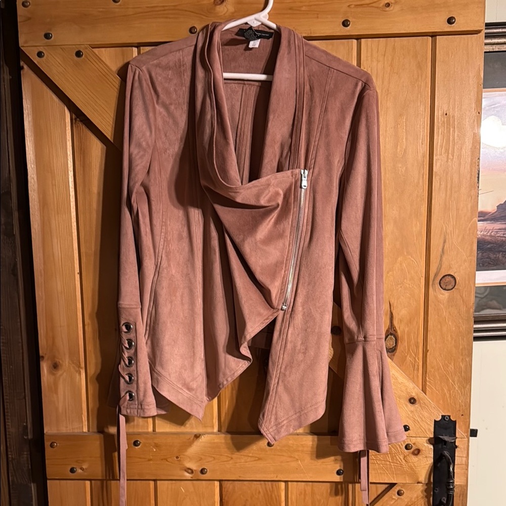 INC International Concepts Women's Pink Faux Suede Jacket Sz M New